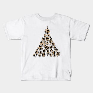 Leopard Print Christmas Tree, Lightning, Star and Baubles Kids T-Shirt